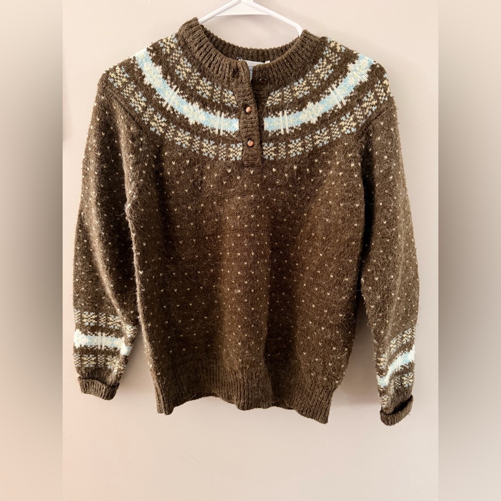 Vintage Northern Isles Fair Isle 1/4 Button Neck Women’s Sweater